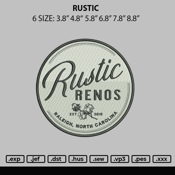Rustic Embroidery File 6 sizes