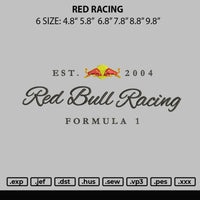 Red Racing Embroidery File 6 sizes