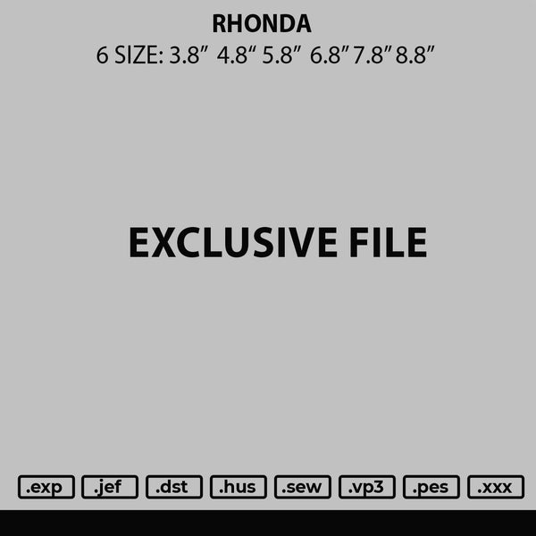 Rhonda Embroidery File 6 sizes