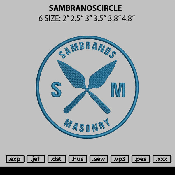 Sambranoscircle Embroidery File 6 sizes