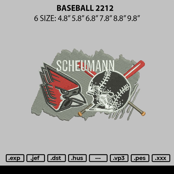 Baseball 2212 Embrodery File 6 sizes