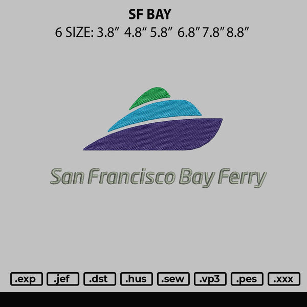 Sf Bay Embroidery File 6 sizes