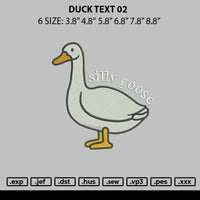 Duck Text 02 Embroidery File 6 sizes