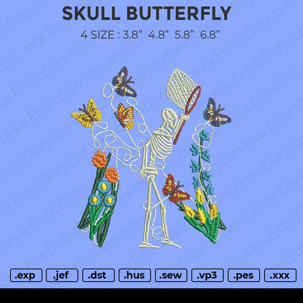 Skull Butterfly Embroidery