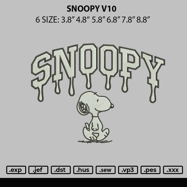 Snoopy V10 Embroidery File 6 sizes