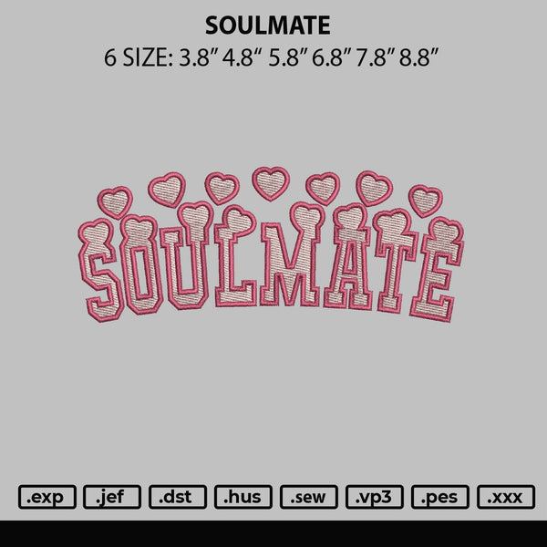 Soulmate Embroidery File 6 sizes