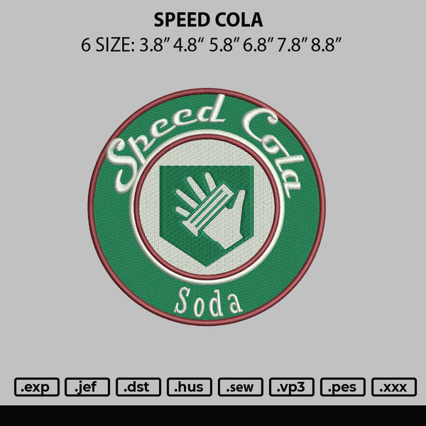 Speed Cola Embroidery File 6 sizes