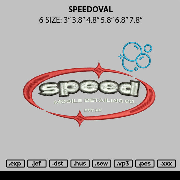 Speedoval Embroidery File 6 sizes