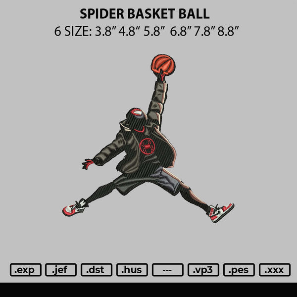 Spider Basket Ball Embroidery File 6 sizes