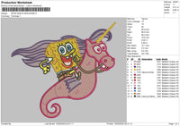Spongebob Seahorse Embroidery
