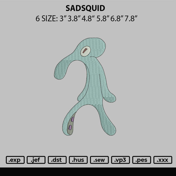 Sadsquid Embroidery File 6 sizes