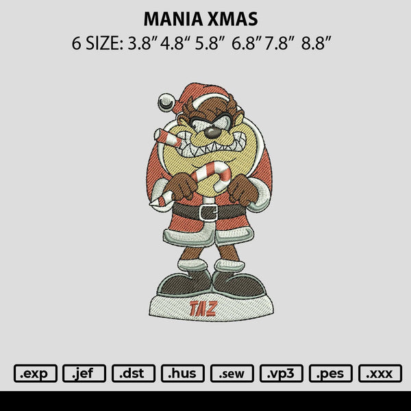 Mania Xmas Embroidery File 6 sizes