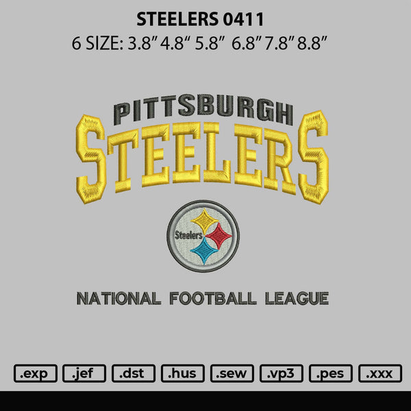 Steelers 0411 Embroidery File 6 sizes