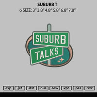 Suburb T Embroidery File 6 sizes