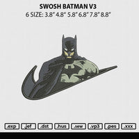 Swoosh Batman V3 Embroidery File 6 sizes