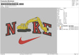 SWOOSH EXCAVATOR Embroidery File 4 size