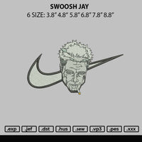 Swoosh Jay Embroidery File 6 Sizes