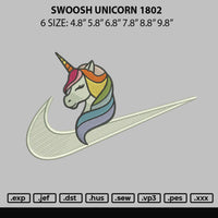 Swoosh Unicorn 1802 Embroidery File 6 sizes