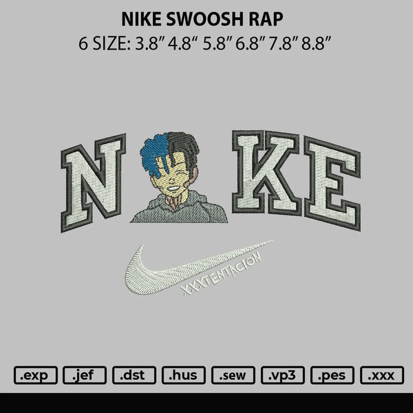 Nike Swoosh Rap Embroidery File 6 sizes