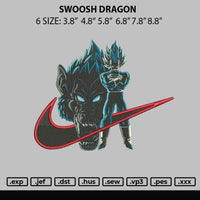 Swoosh Dragon Embroidery File 6 sizes