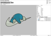 Swoosh Snorlax Embroidery File 6 sizes