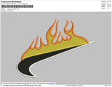 Swoosh On Fire Embroidery