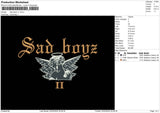 Sadboy V1 Embroidery File 6 szes