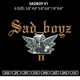 Sadboy V1 Embroidery File 6 szes