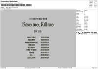 Save Me V2 Embroidery File 6 sizes