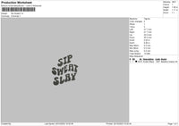 Sweat Text Embroidery File 6 sizes