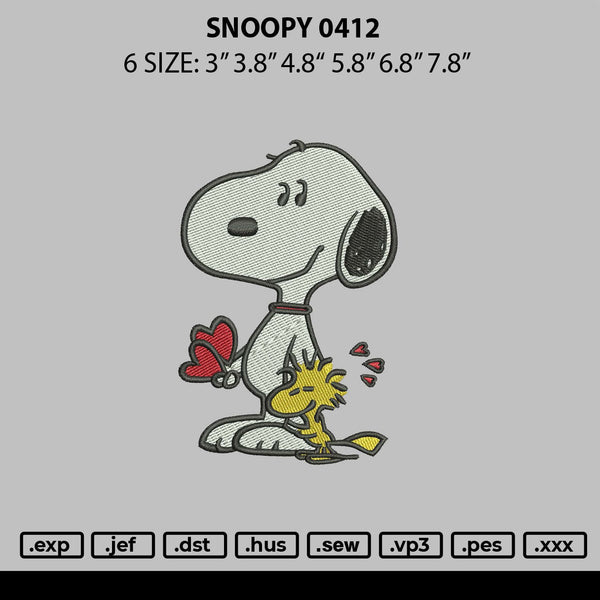Snoopy 0412 Embroidery File 6 sizes