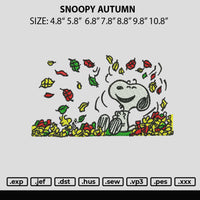 Snoopy Autumn Embroidery File 6 sizes