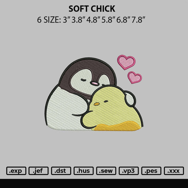 Soft Chick Embroidery File 6 sizes