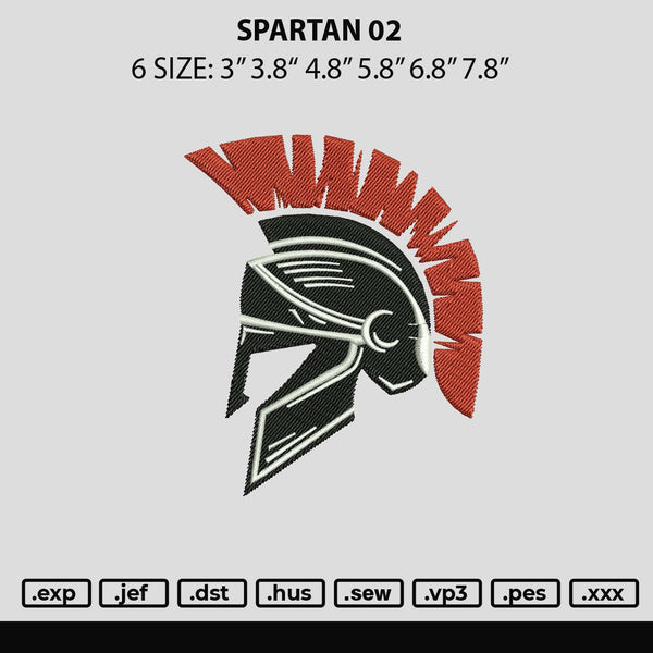 Spartan 02 Embroidery File 6 sizes