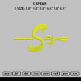 S Spear Embroidery File 6 sizes