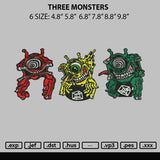 Three Monsters Embroidery File 6 sizes