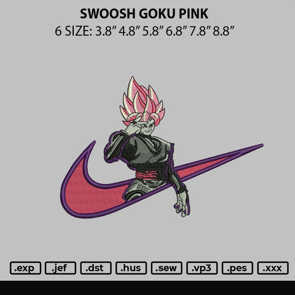 Swoosh Goku Pink Embroidery File 6 sizes