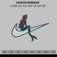 Swoosh Mermaid Embroidery File 6 sizes