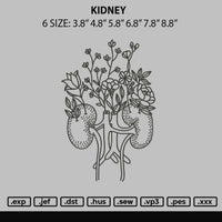 Kidney Embroidery File 6 sizes