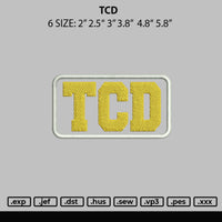 Tcd Embroidery File 6 sizes