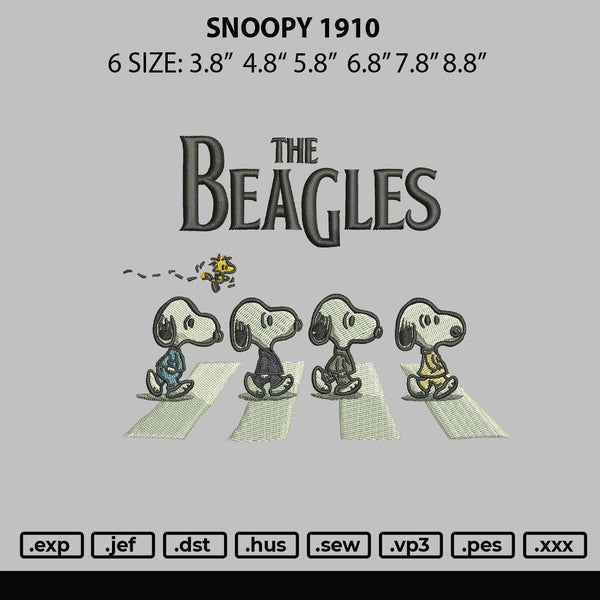 Snoopy 1910 Embroidery File 6 sizes