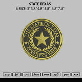 State Texas Embroidery File 6 sizes