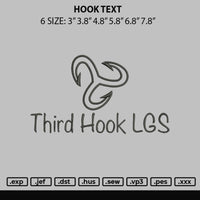 Hook Text Embroidery File 6 sizes