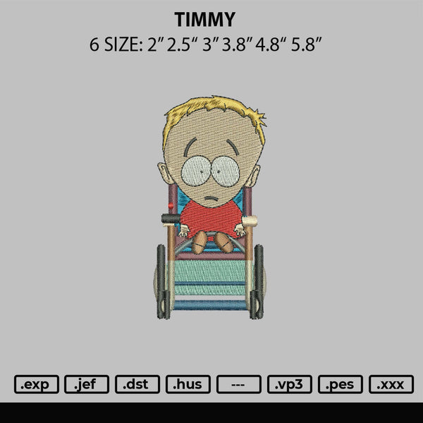 Timmy Embroidery File 6 sizes