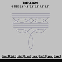 Triple Run Embroidery File 6 sizes