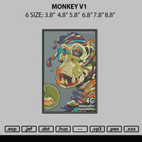 Monkey V1 Embroidery File 6 sizes