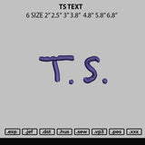 Ts Embroidery File 6 sizes