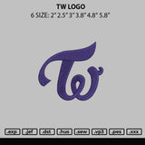 Tw Logo Embroidery File 6 sizes