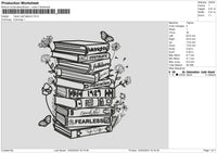 Books Ts Embroidery File 6 sizes