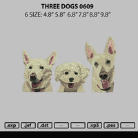 Three Dogs 0609 Embroidery File 6 sizes